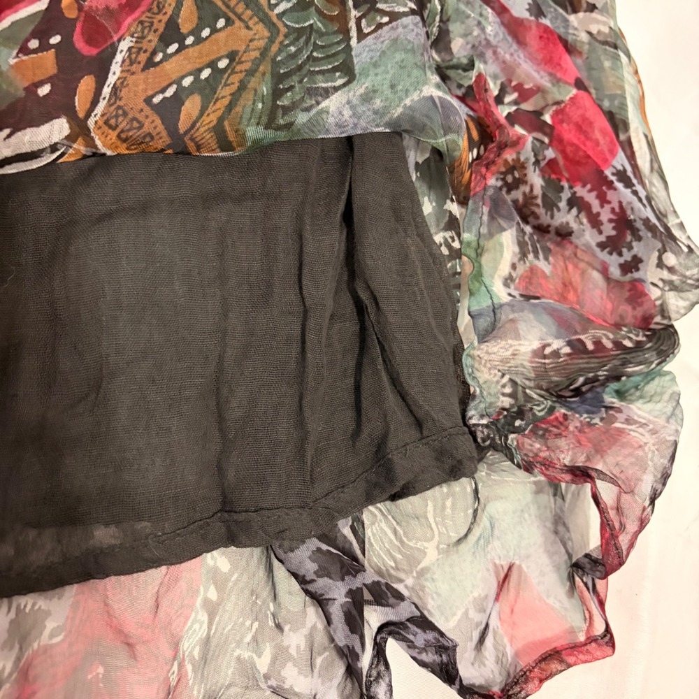 XESSORIUM Vintage 90s Stunning Floral and leopard Print flowy rayon maxi skirt - Picture 8 of 13